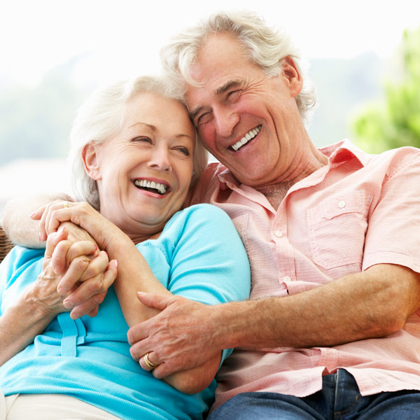 senior couple smiling